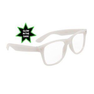 I GLOW Glasses WHITE Frame w/ CLEAR Lens California Classics Glow In The Dark